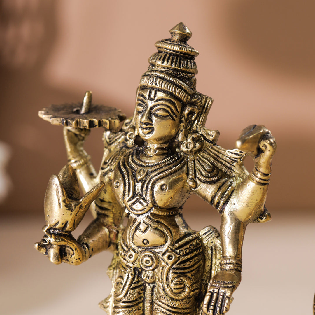 Brass Vishnu Lakshmi Set (6 Inch)