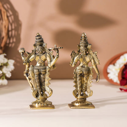 Brass Vishnu Lakshmi Set (6 Inch)