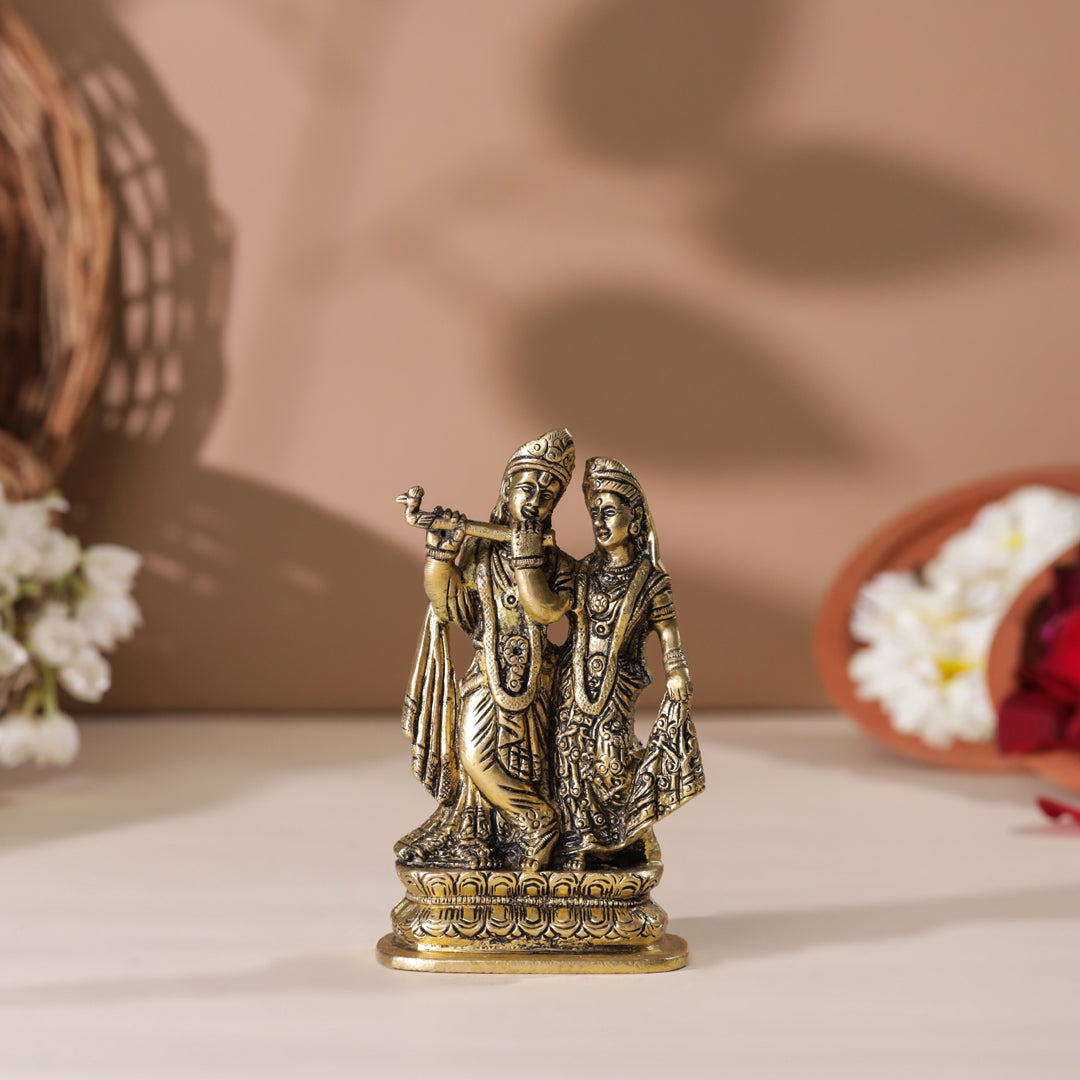 Brass Radha Krishna Idol (5 Inch)