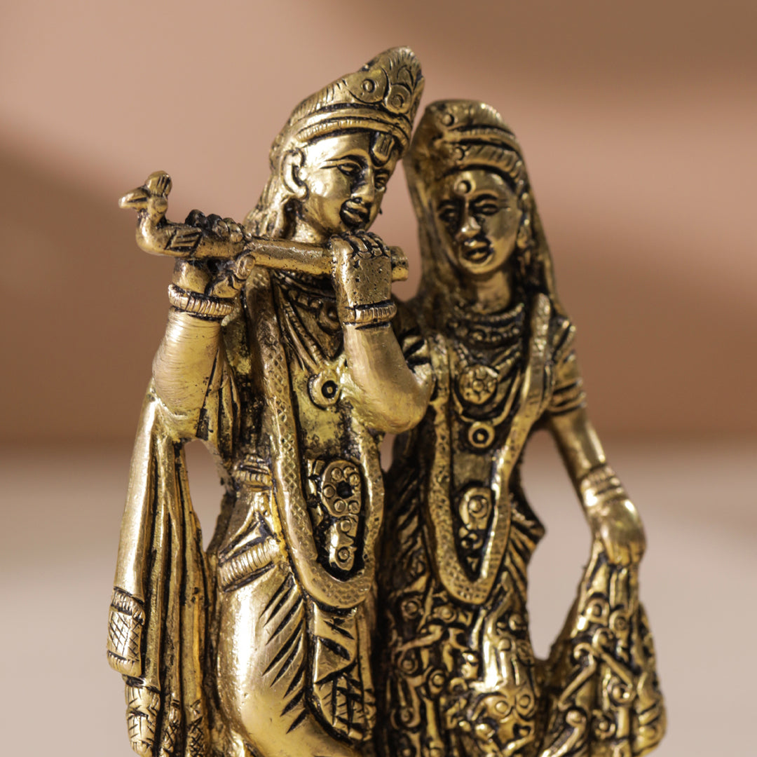 Brass Radha Krishna Idol (5 Inch)