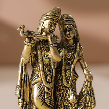 Brass Radha Krishna Idol (5 Inch)