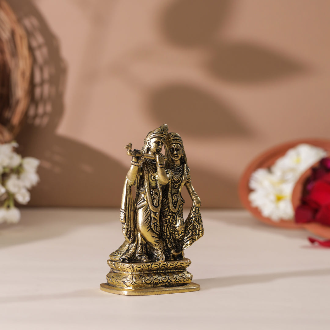 Brass Radha Krishna Idol (5 Inch)