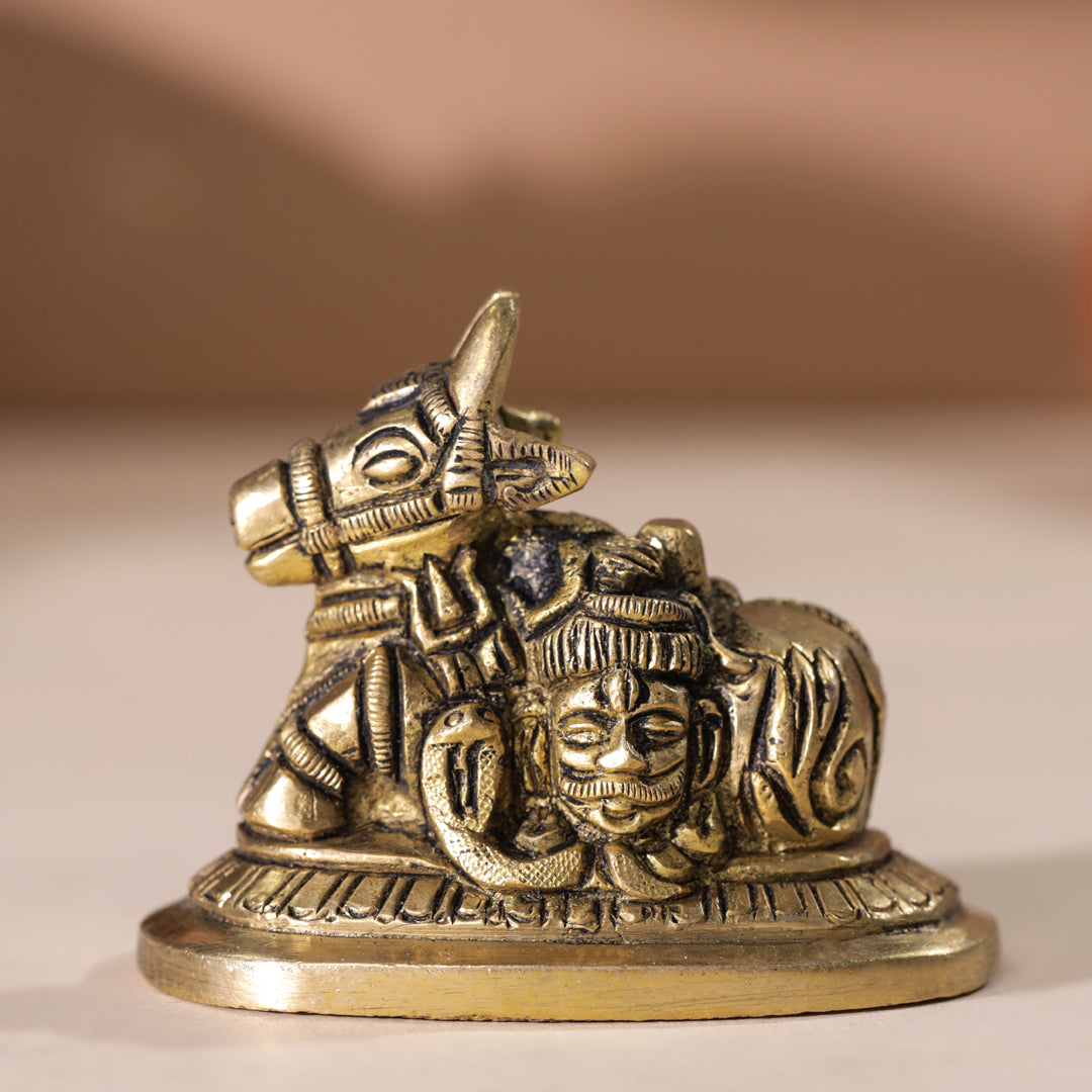 Brass Sitting Nandi Idol (2.5 Inch)