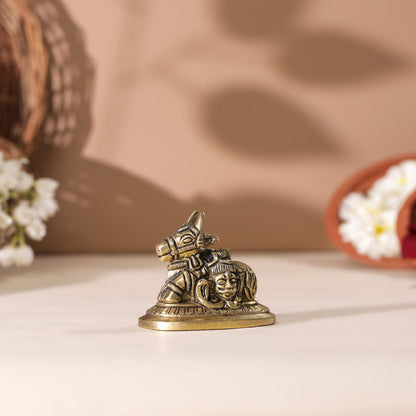 Brass Sitting Nandi Idol (2.5 Inch)