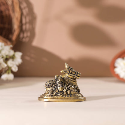 Brass Sitting Nandi Idol (2.5 Inch)