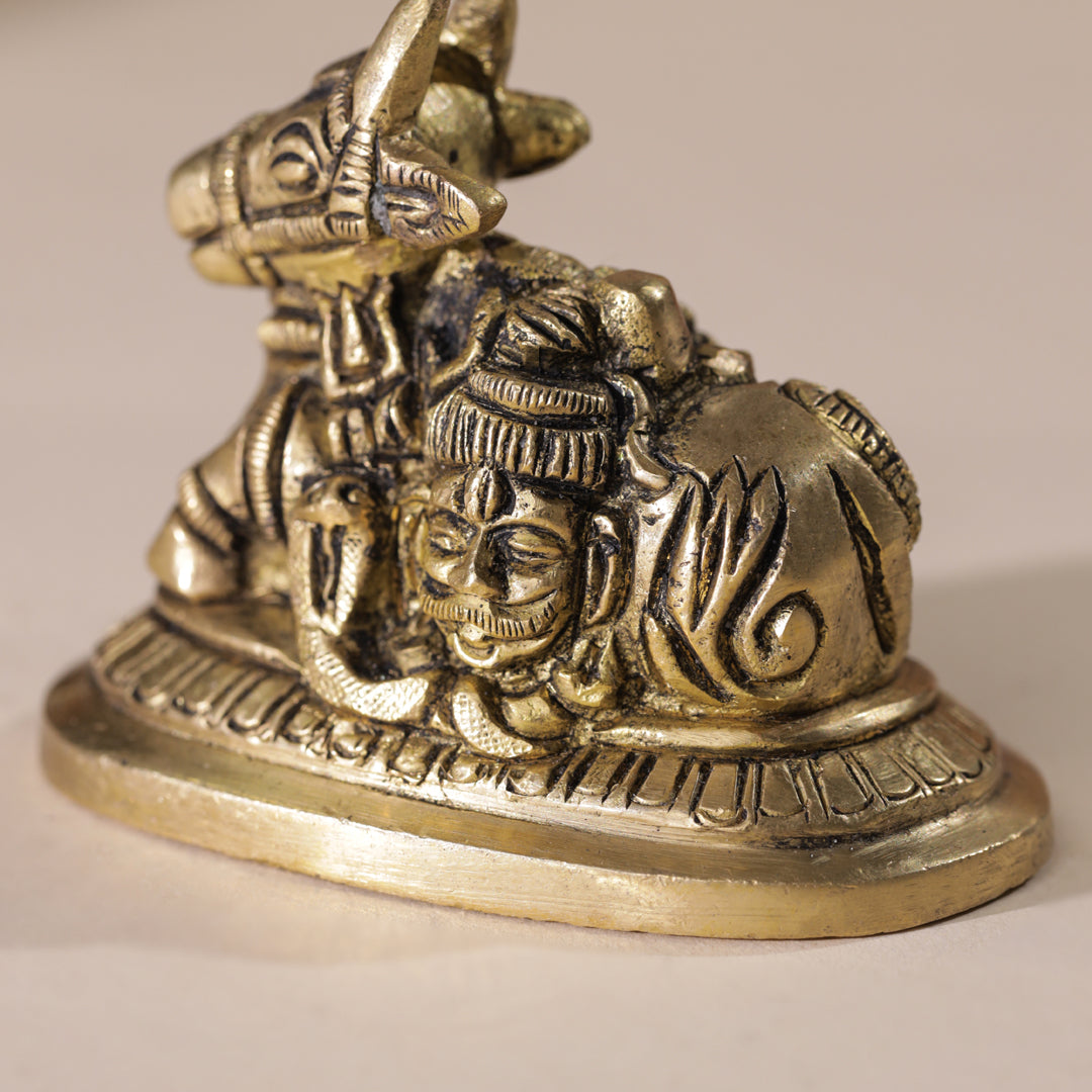 Brass Sitting Nandi Idol (2.5 Inch)