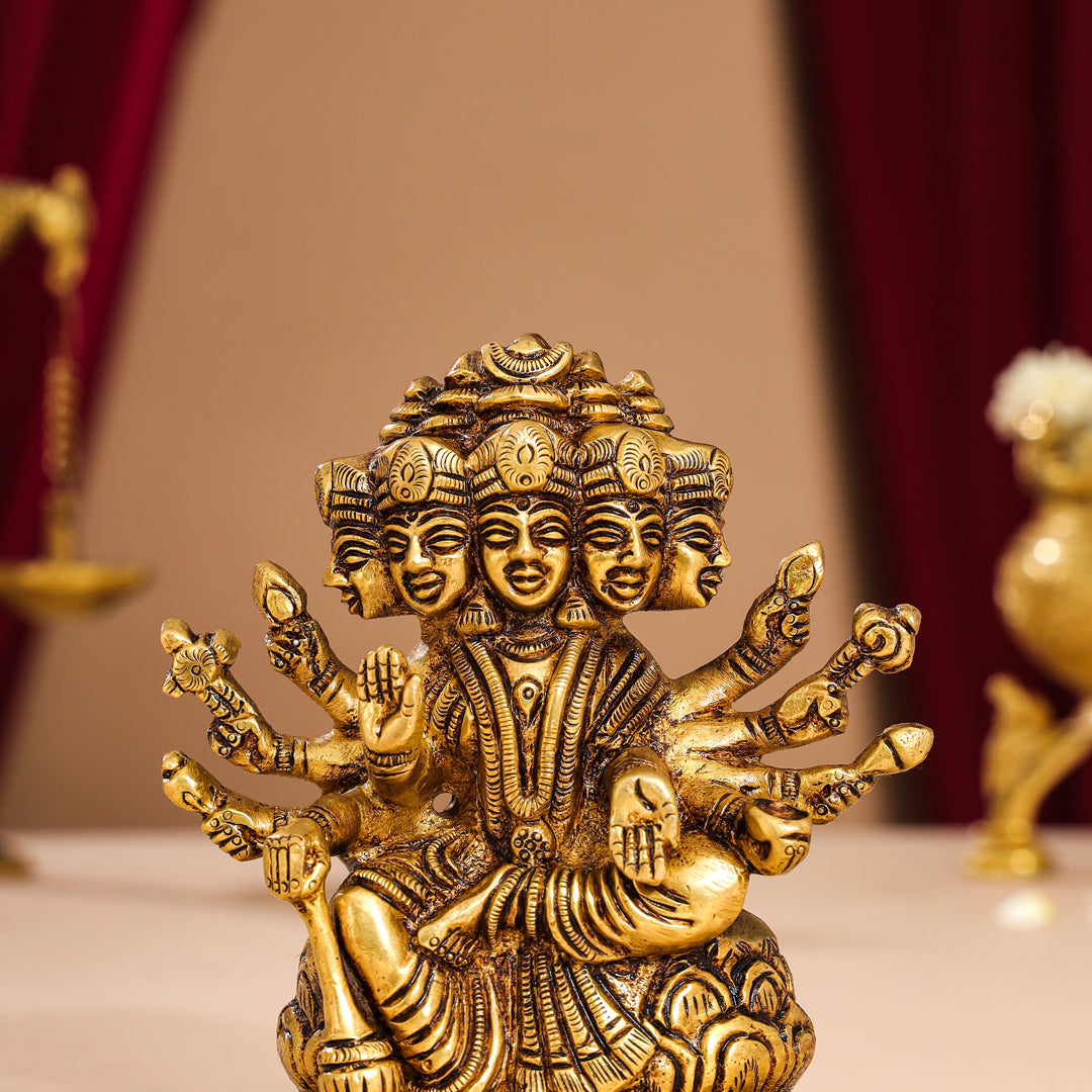 Brass Goddess Gayatri Devi Idol (8.2 Inch)