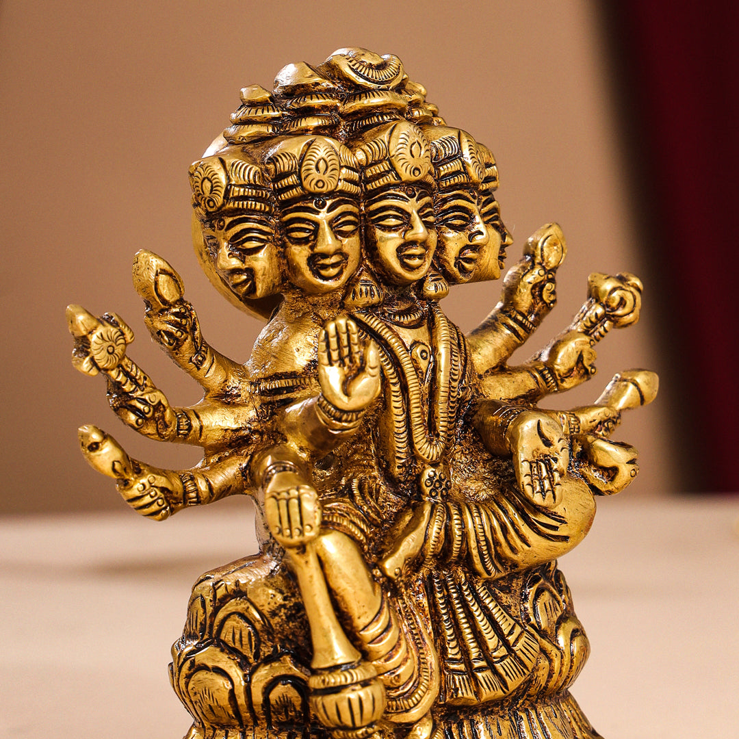 Brass Goddess Gayatri Devi Idol (8.2 Inch)