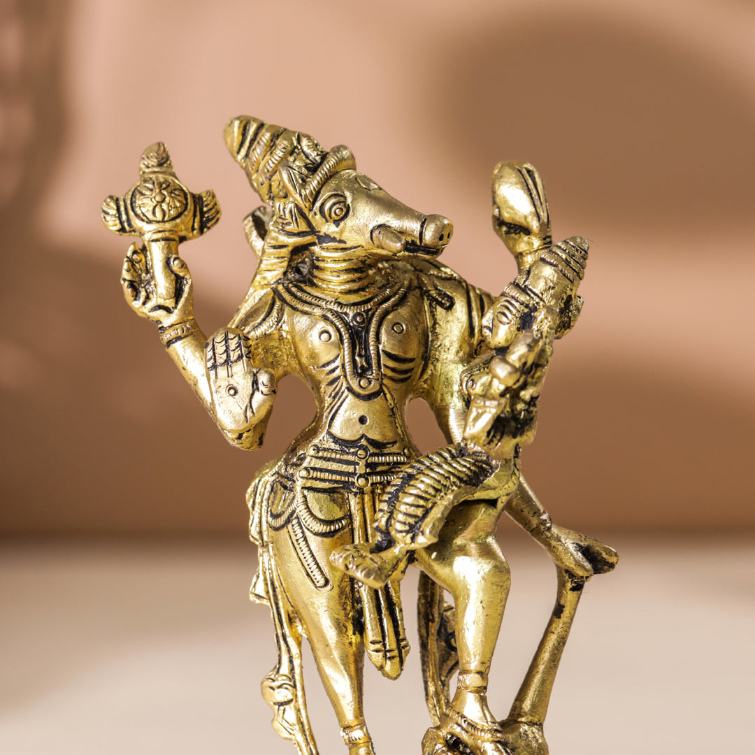 Brass Standing Varaha Lakshmi Idol (5.5 Inch)