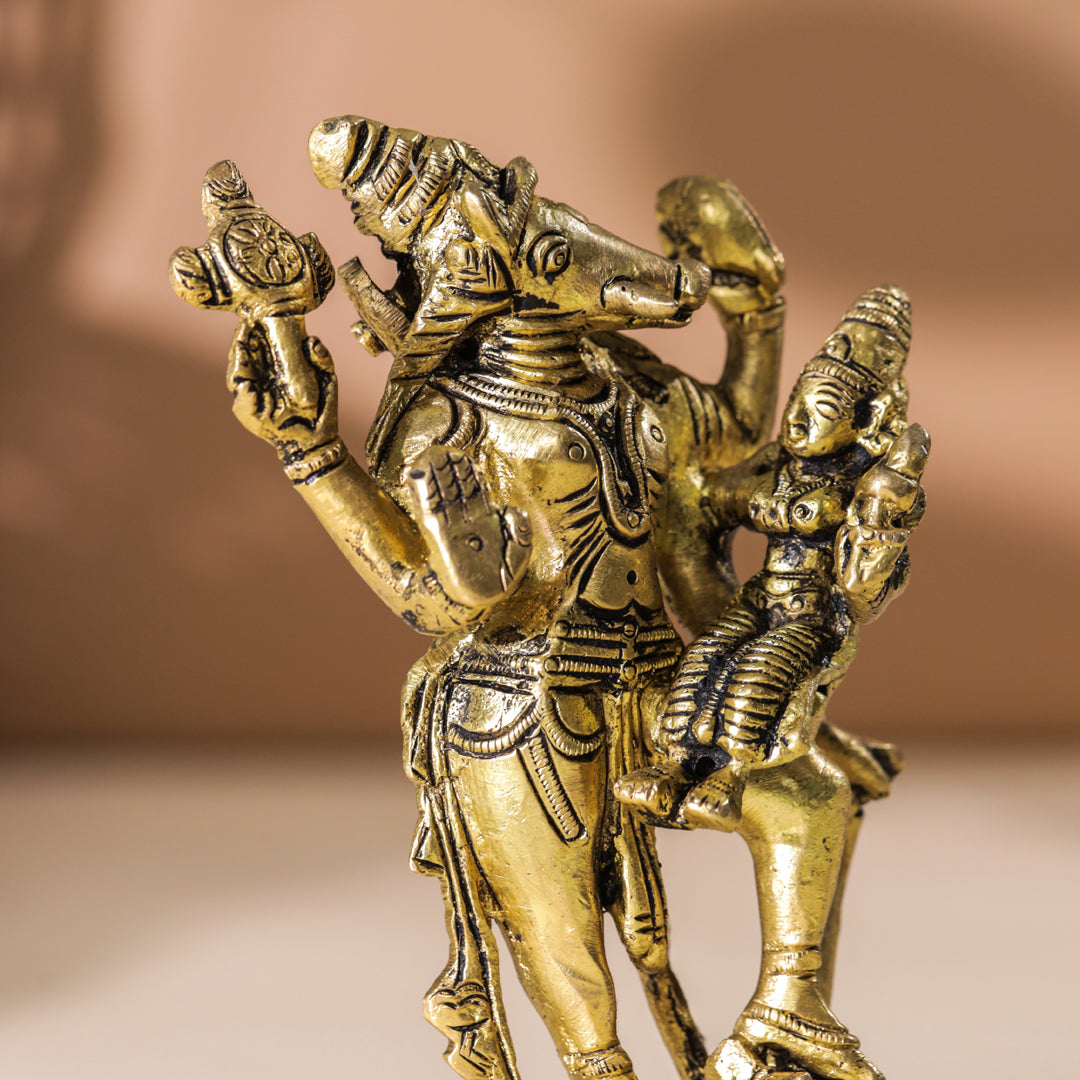 Brass Standing Varaha Lakshmi Idol (5.5 Inch)