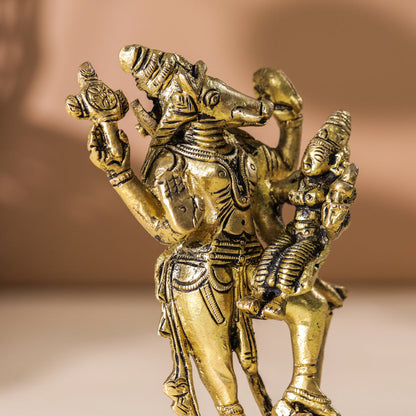 Brass Standing Varaha Lakshmi Idol (5.5 Inch)