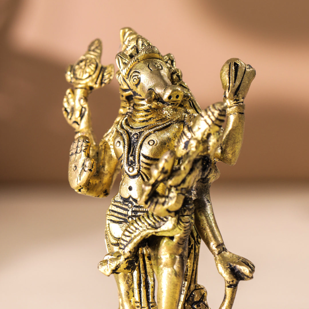 Brass Standing Varaha Lakshmi Idol (5.5 Inch)