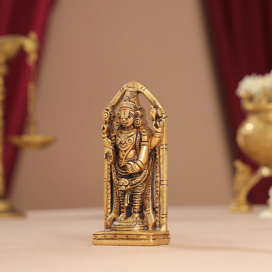 Brass Superfine Tirupati Balaji/Venkateshwar Idol (4 Inch)