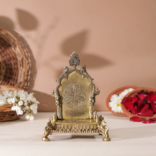 Brass Hand Carved Singhasan (8 Inch)