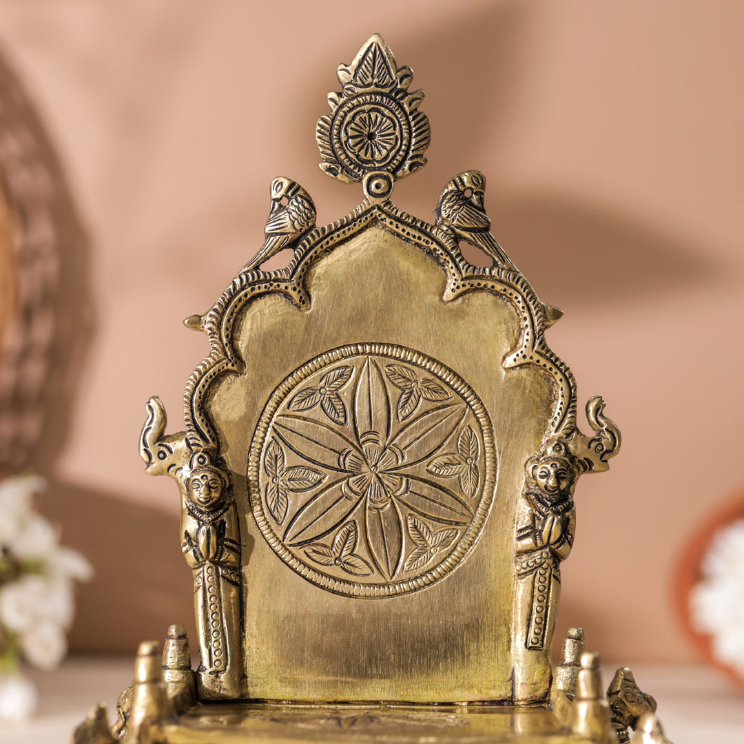 Brass Hand Carved Singhasan (8 Inch)