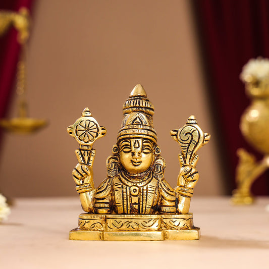 Brass Tirupati Balaji/Venkateshwar Bust (3.5 Inch)