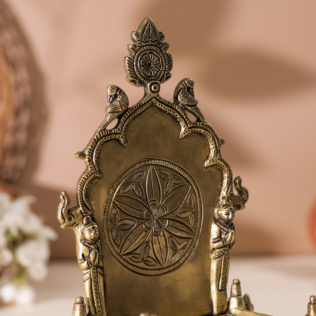 Brass Hand Carved Singhasan (8 Inch)