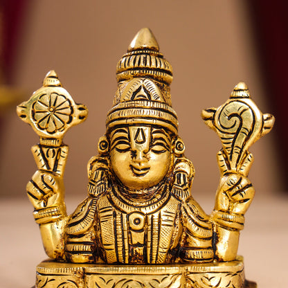 Brass Tirupati Balaji/Venkateshwar Bust (3.5 Inch)