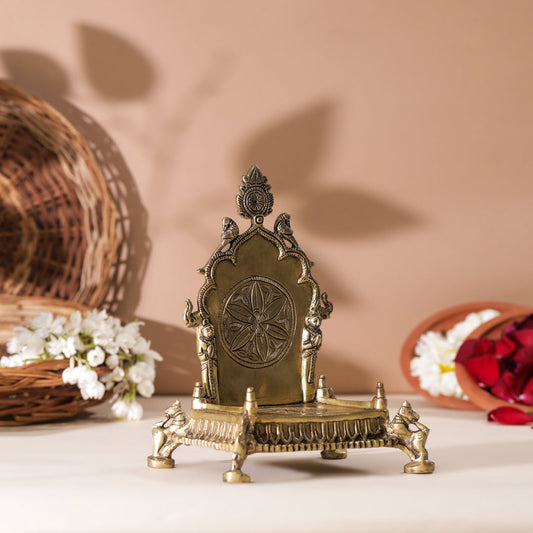 Brass Hand Carved Singhasan (8 Inch)