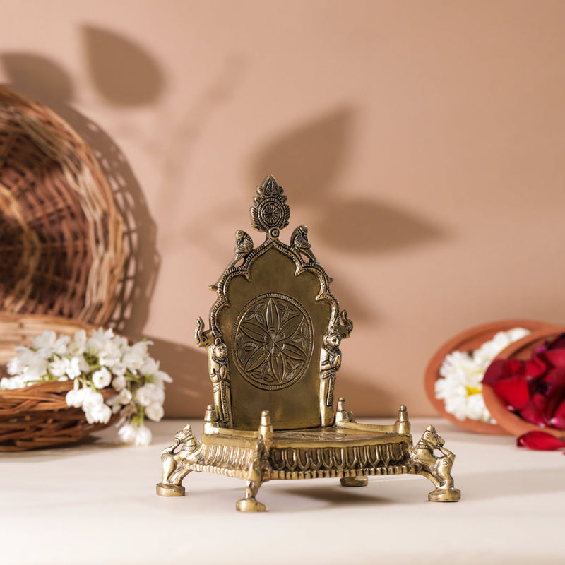 Brass Hand Carved Singhasan (8 Inch)