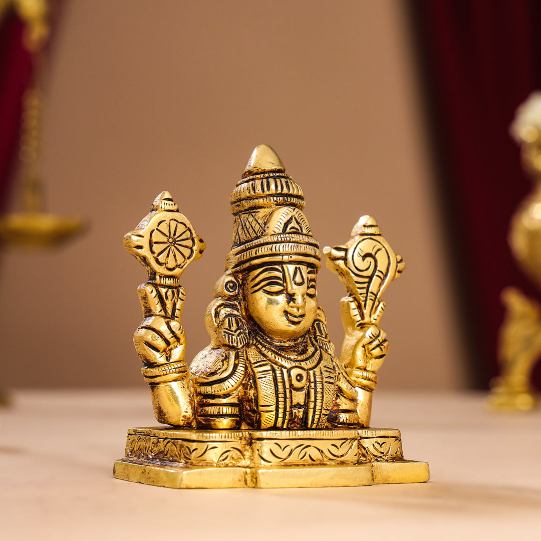 Brass Tirupati Balaji/Venkateshwar Bust (3.5 Inch)