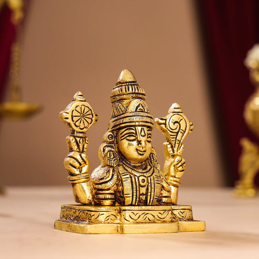 Brass Tirupati Balaji/Venkateshwar Bust (3.5 Inch)