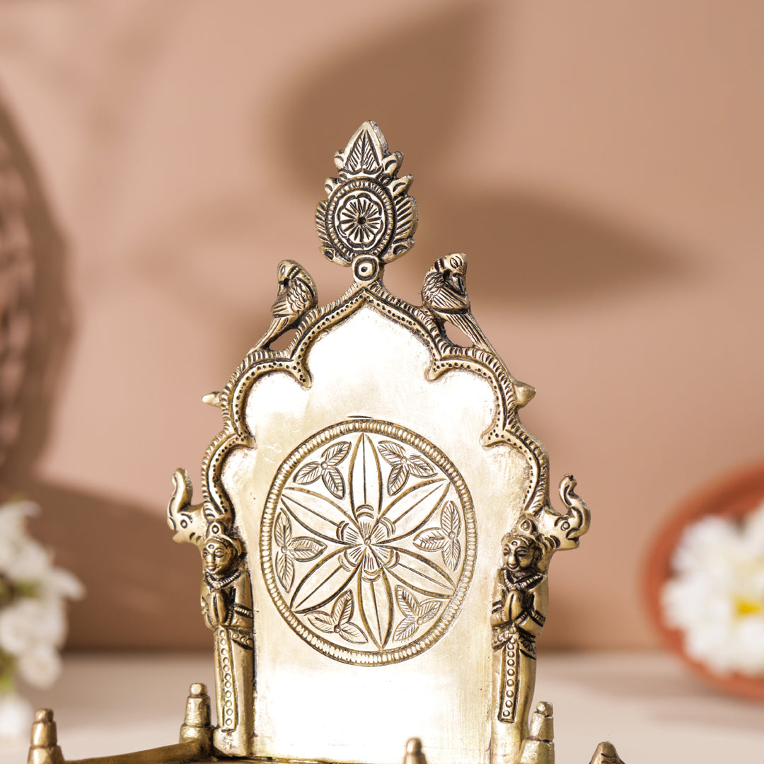 Brass Hand Carved Singhasan (8 Inch)