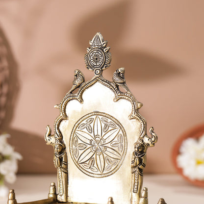 Brass Hand Carved Singhasan (8 Inch)