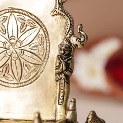 Brass Hand Carved Singhasan (8 Inch)