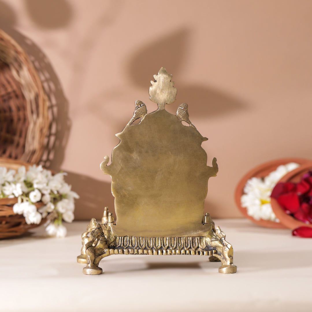 Brass Hand Carved Singhasan (8 Inch)