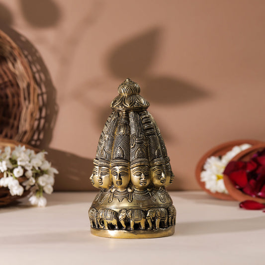 Brass Shiva Multiple Head Mukhlingam Idol (7.5 Inch)