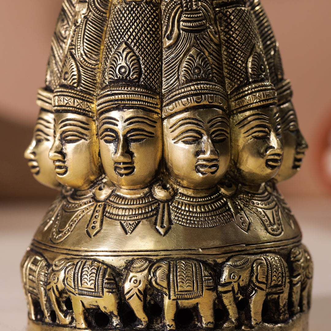 Brass Shiva Multiple Head Mukhlingam Idol (7.5 Inch)