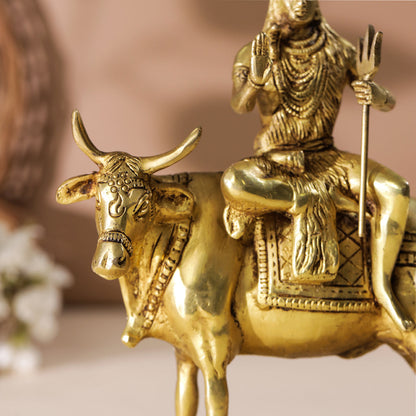 Brass Shiva With Nandi Idol (9 Inch)