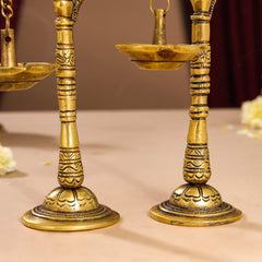 Brass Peacock Hanging Diya/Lamp Pair (7.5 Inch)