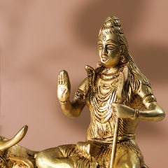 Brass Shiva With Nandi Idol (9 Inch)