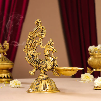 Brass Peacock Anna Lamp (8 Inch)