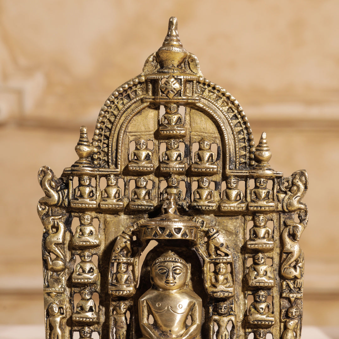 Brass Tirthankara Mahavirji Jain Statue (10 Inch)
