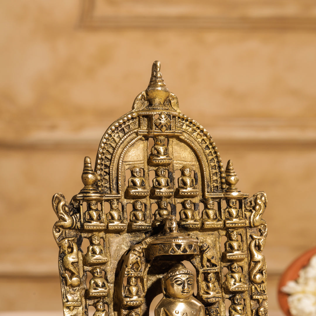 Brass Tirthankara Mahavirji Jain Statue (10 Inch)