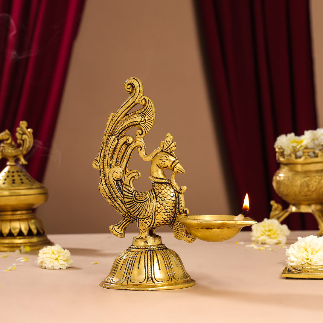 Brass Peacock Anna Lamp (8 Inch)