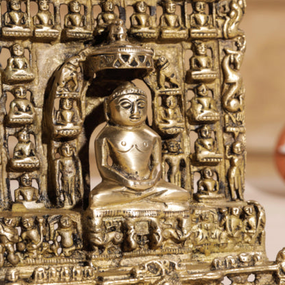 Brass Tirthankara Mahavirji Jain Statue (10 Inch)