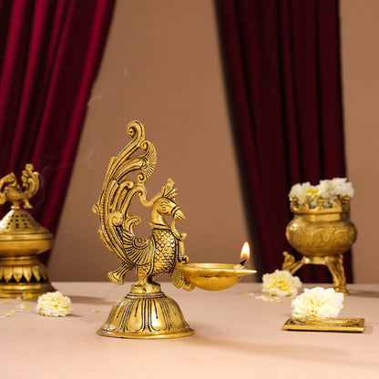 Brass Peacock Anna Lamp (8 Inch)