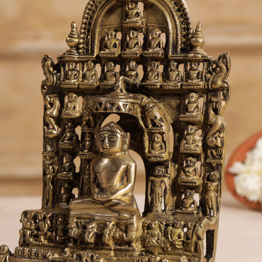 Brass Tirthankara Mahavirji Jain Statue (10 Inch)