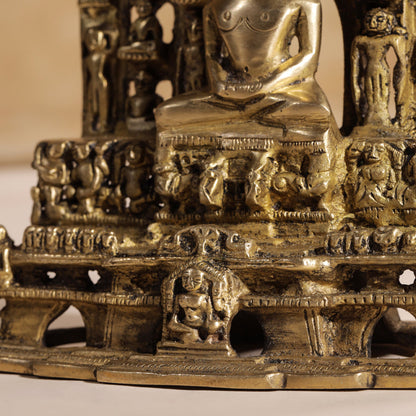 Brass Tirthankara Mahavirji Jain Statue (10 Inch)