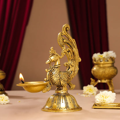Brass Peacock Anna Lamp (8 Inch)