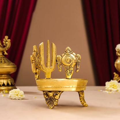 Brass Shankh Chakra Namah Diya (5 Inch)