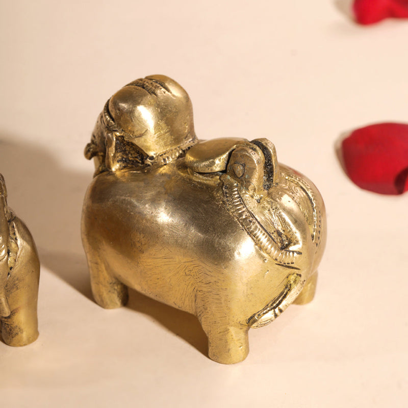 Brass Elephant Inkwell/Ink Pot Pair (2.5 Inch)
