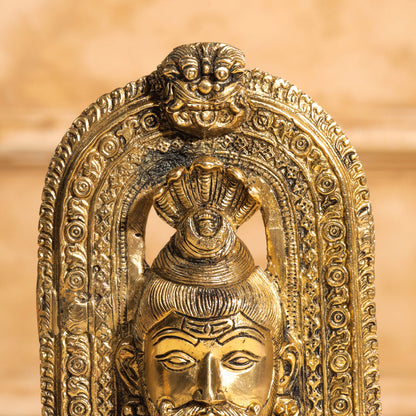 Brass Shiva Head Idol With Kirtimukha (8.5 Inch)