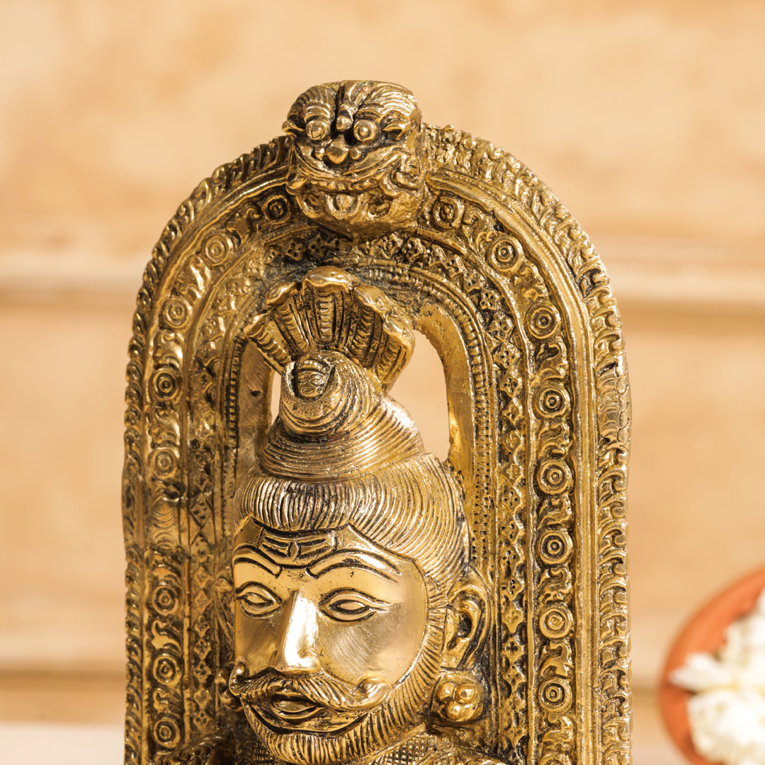 Brass Shiva Head Idol With Kirtimukha (8.5 Inch)