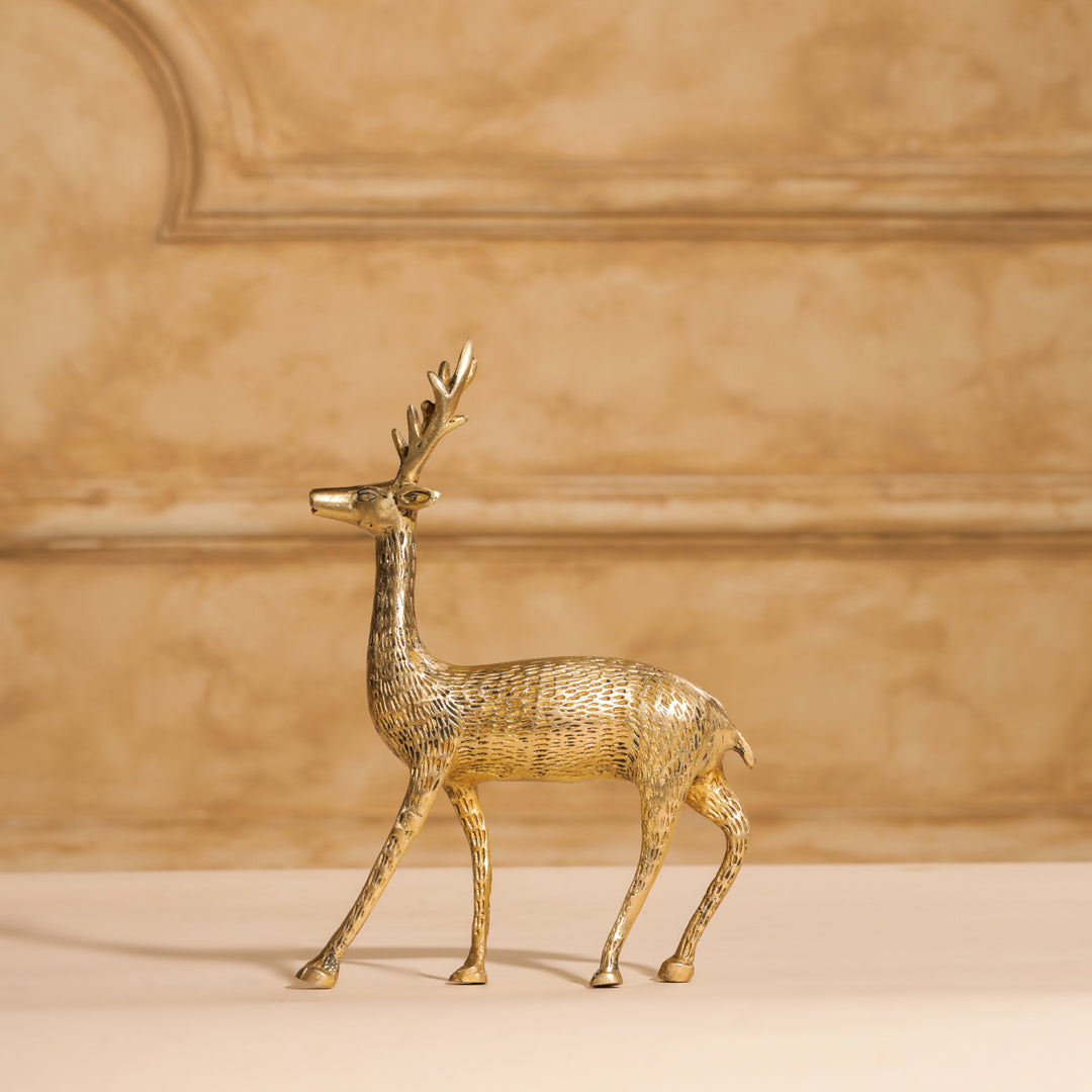 Brass Deer Figurine Showpiece (8.5 Inch)