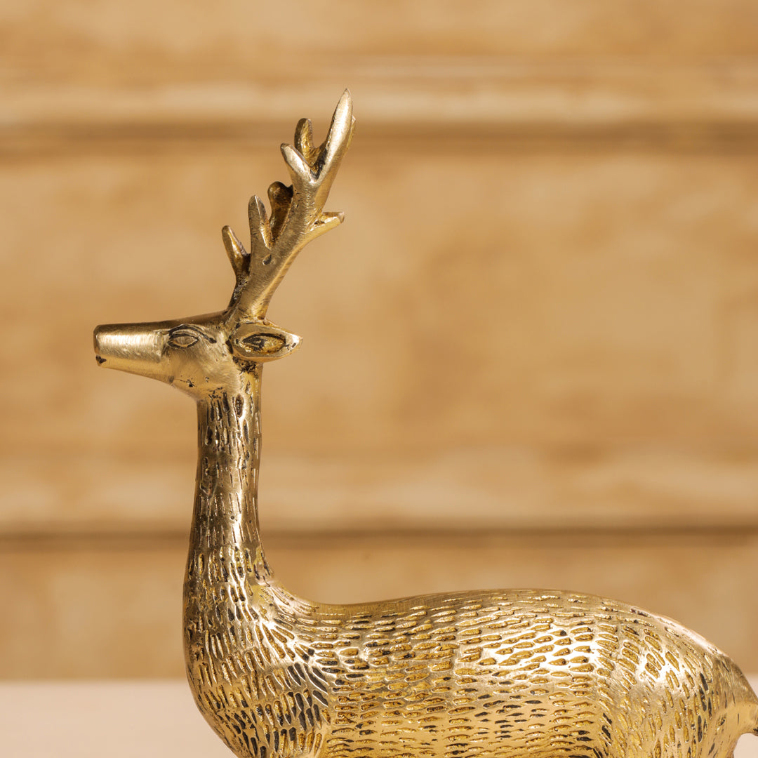 Brass Deer Figurine Showpiece (8.5 Inch)